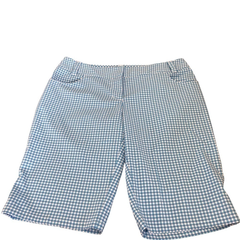 Adidas Blue Check Golf Bermuda Short Stretch Size 6 Outdoors Sporty Pockets - Picture 3 of 7